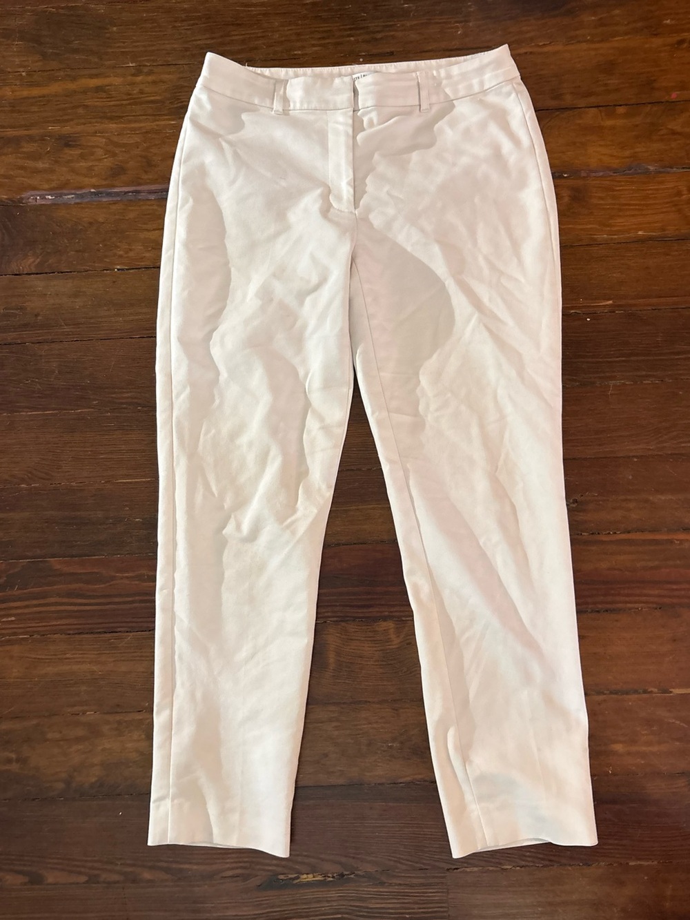 White House black market white cream straight trouser pants size 4